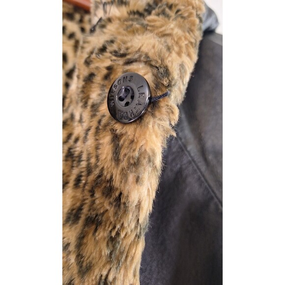 WILSONS LEATHER Coat Girls L Reversible Leopard Print Faux Fur Lined Winter Y2K - Picture 14 of 16